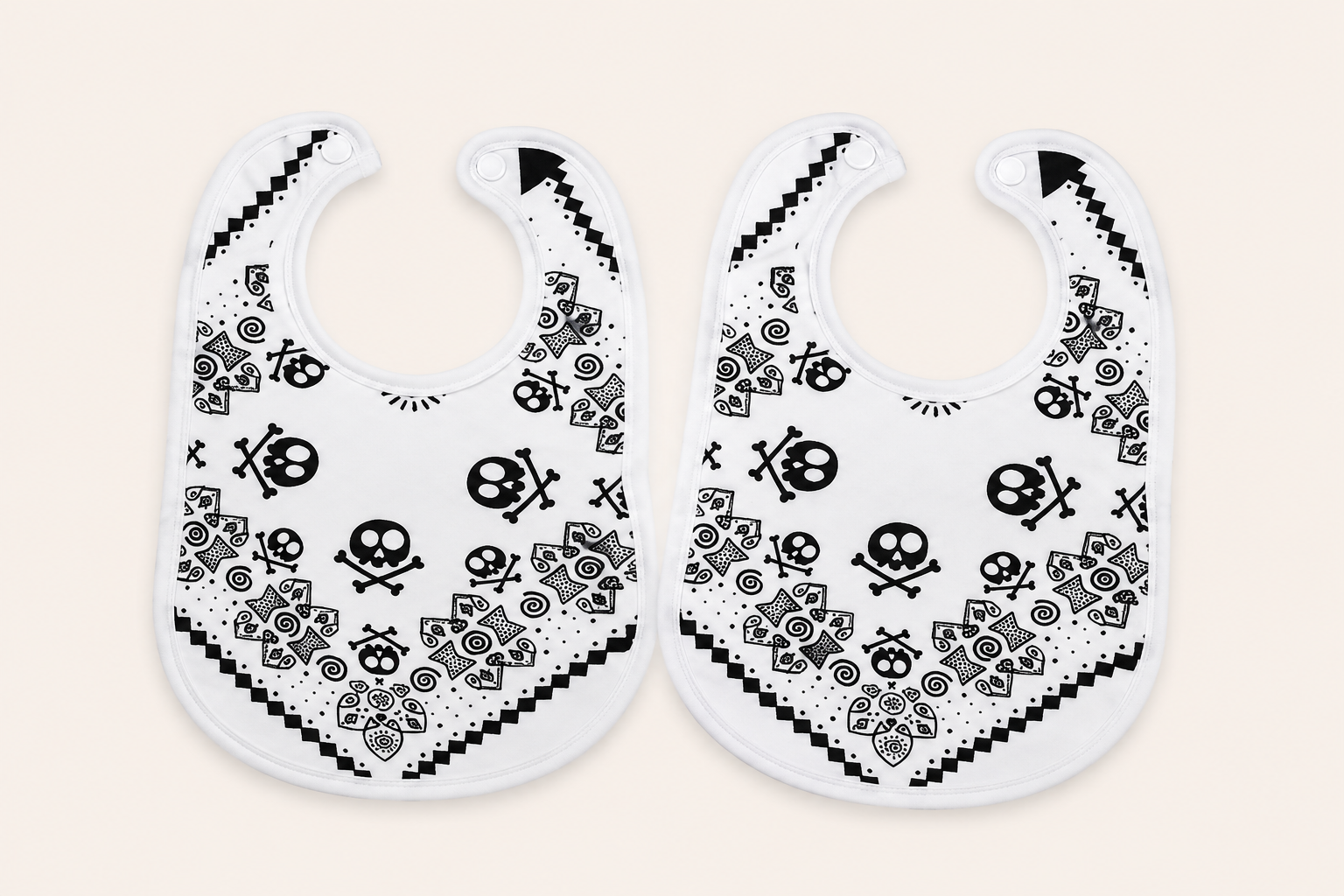 Rockstjärna Babyhaklappar – 2-pack svartvit design