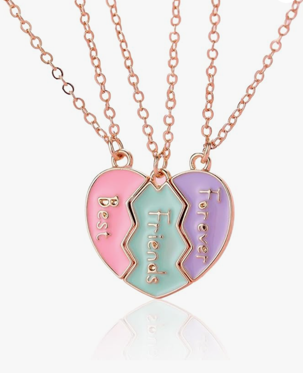 BFF Halsband för 3 Vänner – Hjärthalsband i Roséguld