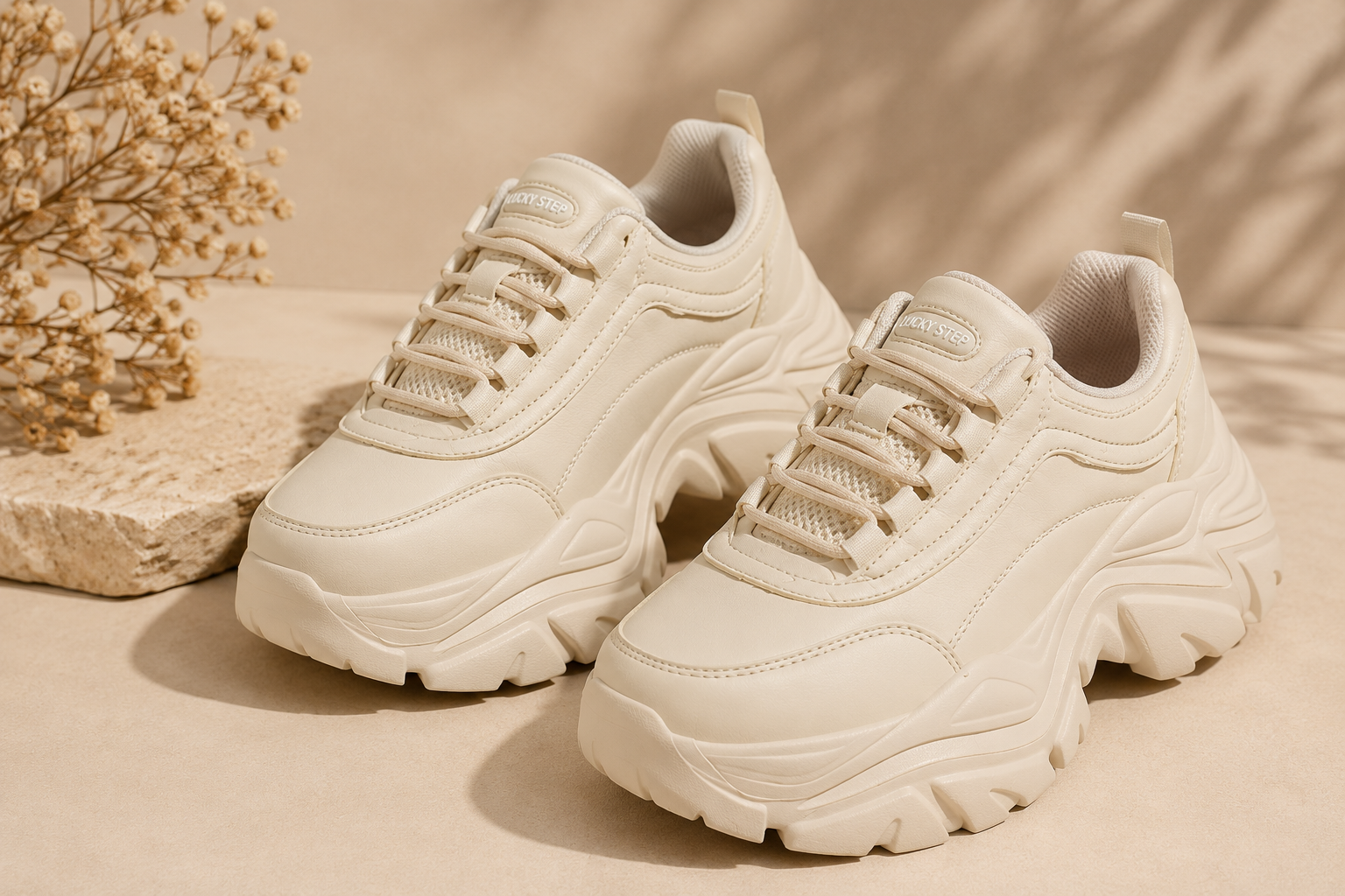 LUCKY STEP Dam Mode Tjocka Sneakers
