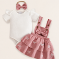 Babyflicka klänningsset med rosett – 3 delar