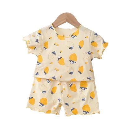Jordgubbspyjamas för Flickor – Tvådelad Sommarpyjamas 1–6 år