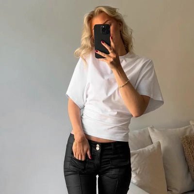 Grå Croppad Korsett-Stil T-Shirt För Kvinnor Y2K Streetwear Lös Passform Bomullsblandning